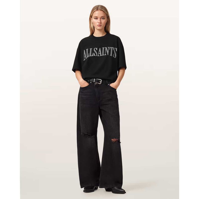 AllSaints Dash Etta Oversized Embroidered Tee image number 3